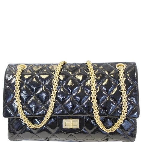 chanel black 2.55 reissue quilted patent leather xl flap bag|chanel 2.55 handbags.